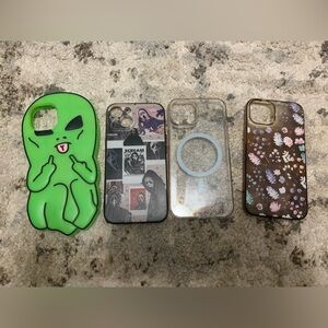 Trendy Phone Case Collection for iPhone 14 - Green, Black, Clear, Brown